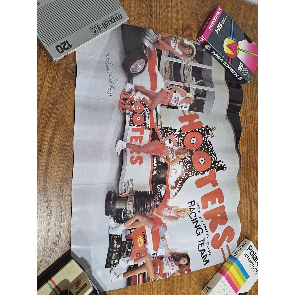 Vintage Hooters Jet Funny Car Racing Team Poster Advertising Sign‎ Multi Color